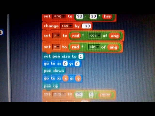 Scratch program displaying user defined time on a clock face. on Vimeo