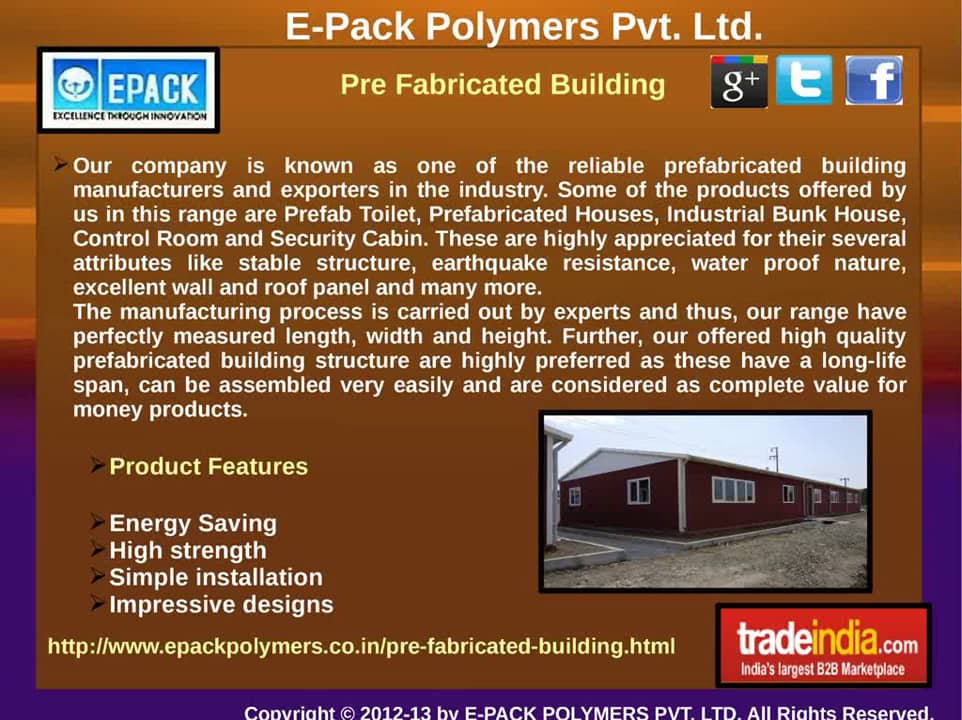 Prefabricated Building Exporter, Manufacturer,E-Pack Polymers on Vimeo