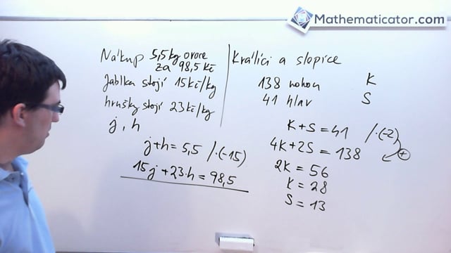 Slovní úlohy - Jabka a hrušky, Králíci a slepice