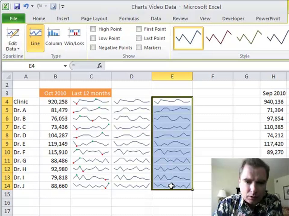 Excel Video 110 Sparklines with Text