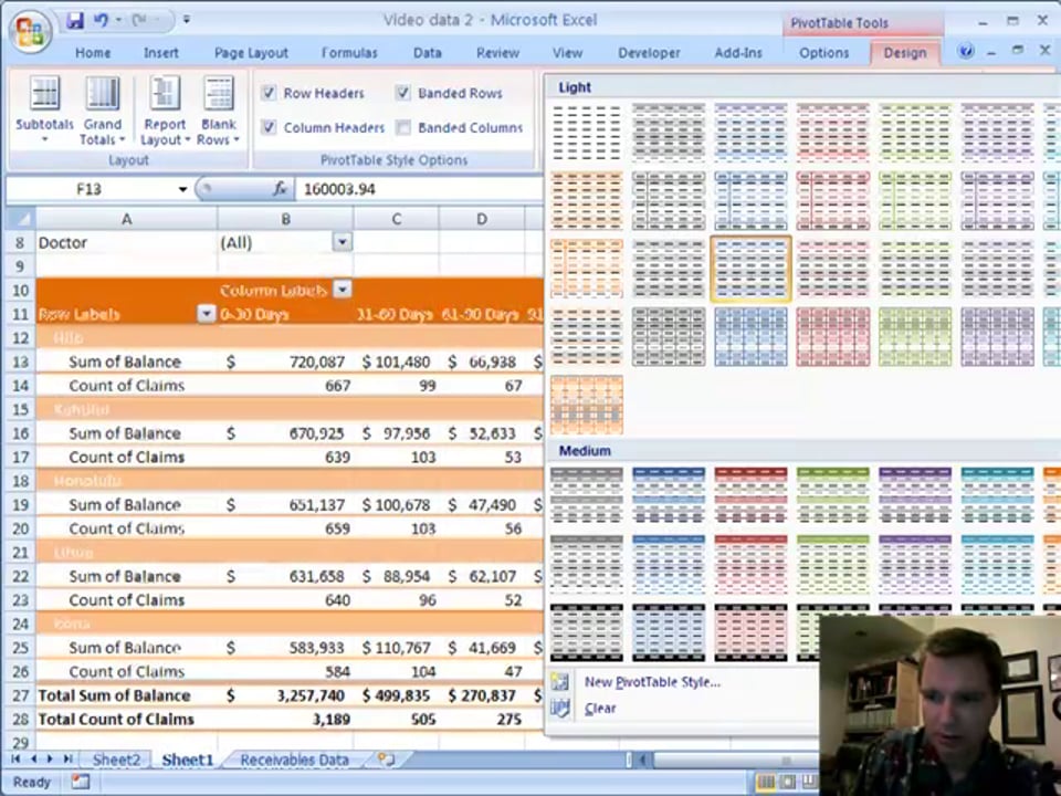 Excel Video 12 Pivot Table Design Tricks
