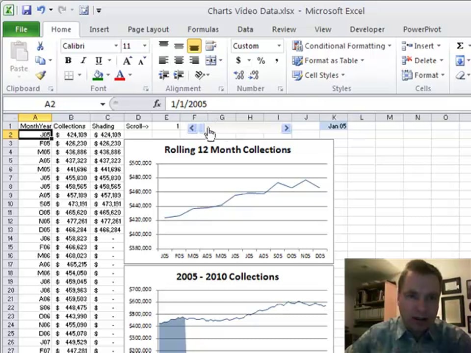 Excel Video 134 Prepare the Scrolling Chart Data