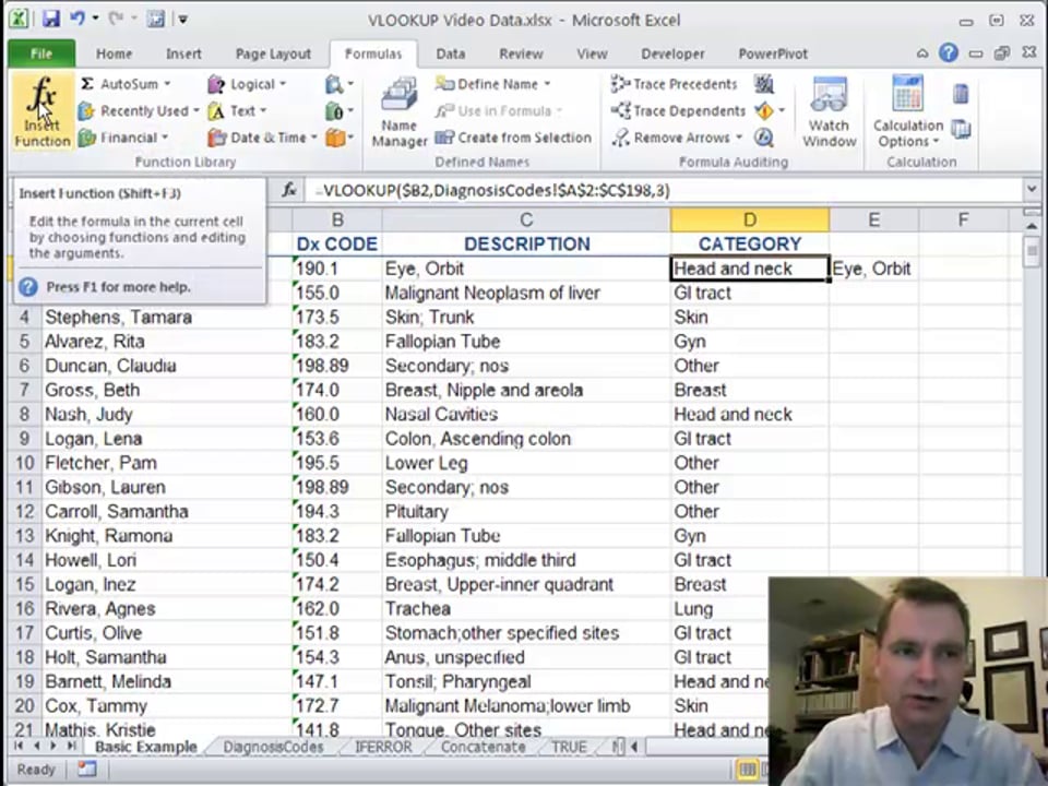 Excel Video 140 Insert Function Window