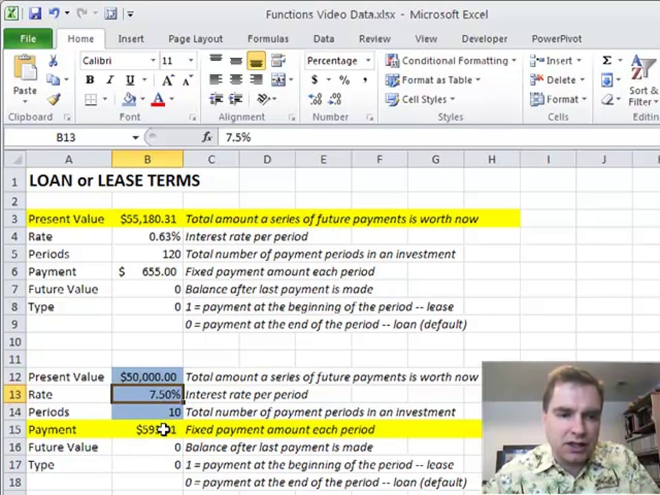 Excel Video 143 PMT to Calculate Payments