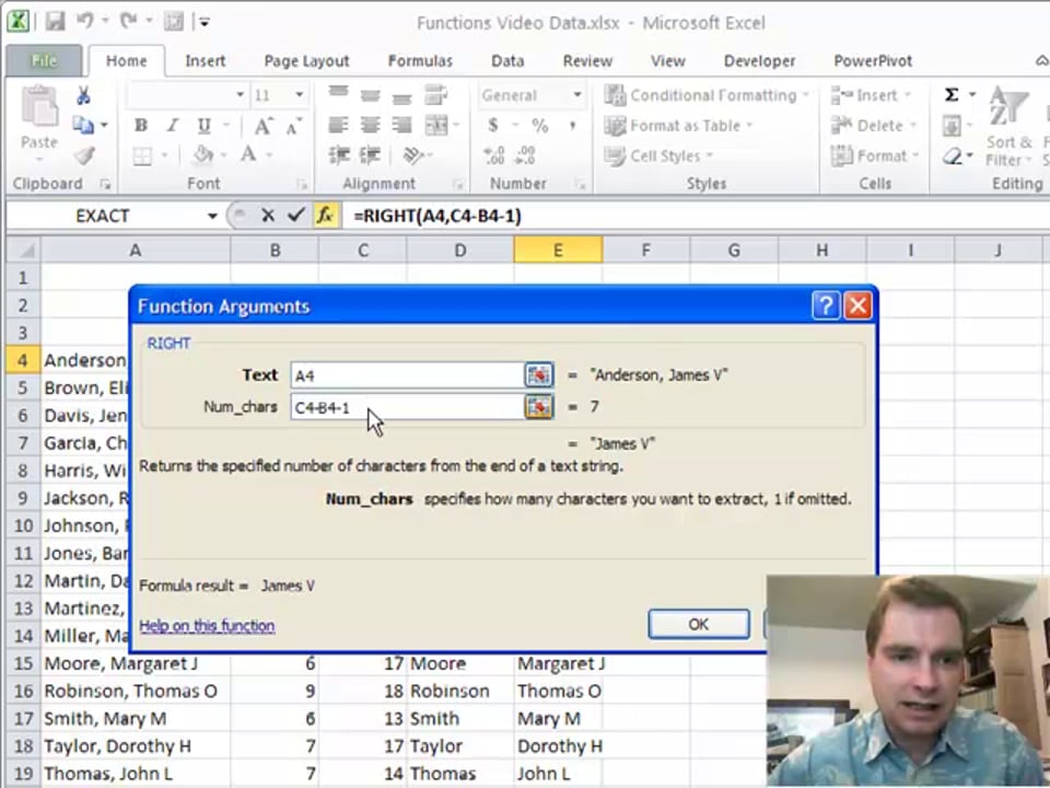 Excel Video 156 Right