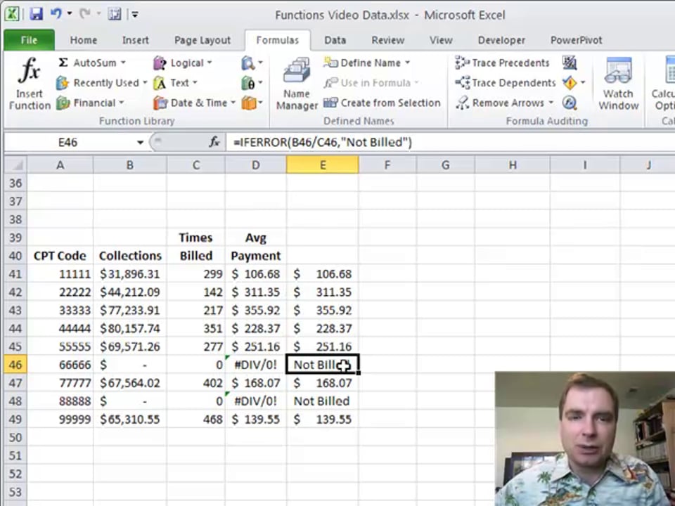 Excel Video 151 Using IFERROR to Trap Errors