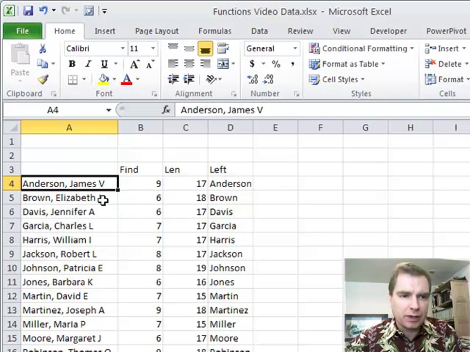 Excel Video 155 LEFT