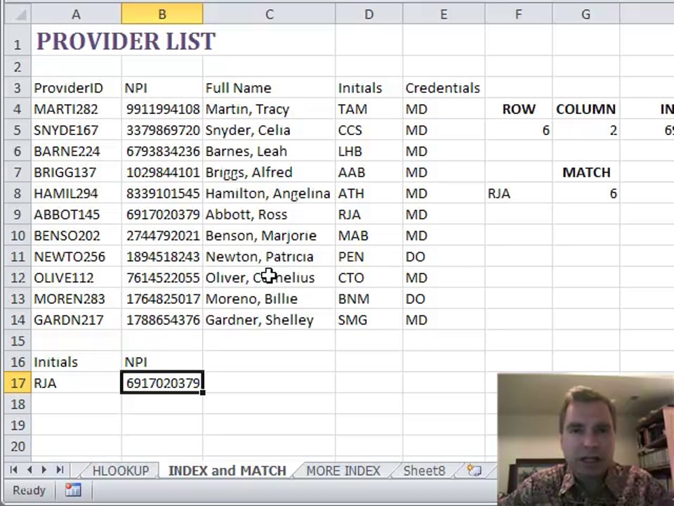 Excel Video 178 INDEX