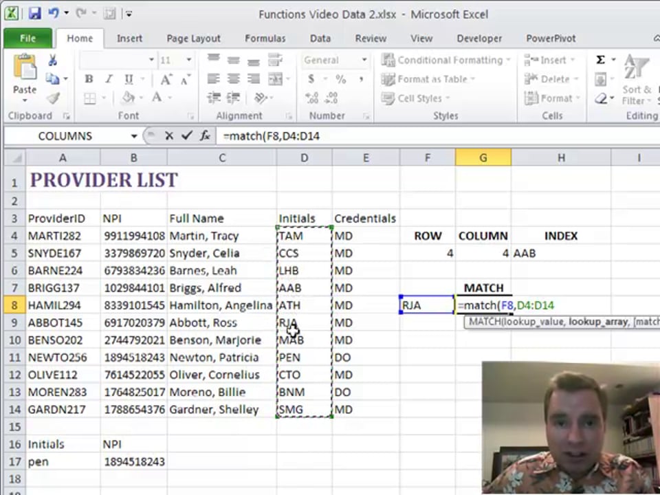 Excel Video 179 MATCH