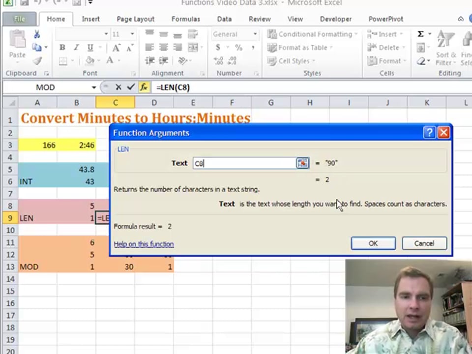 Excel Video 191 INT, LEN, and MOD