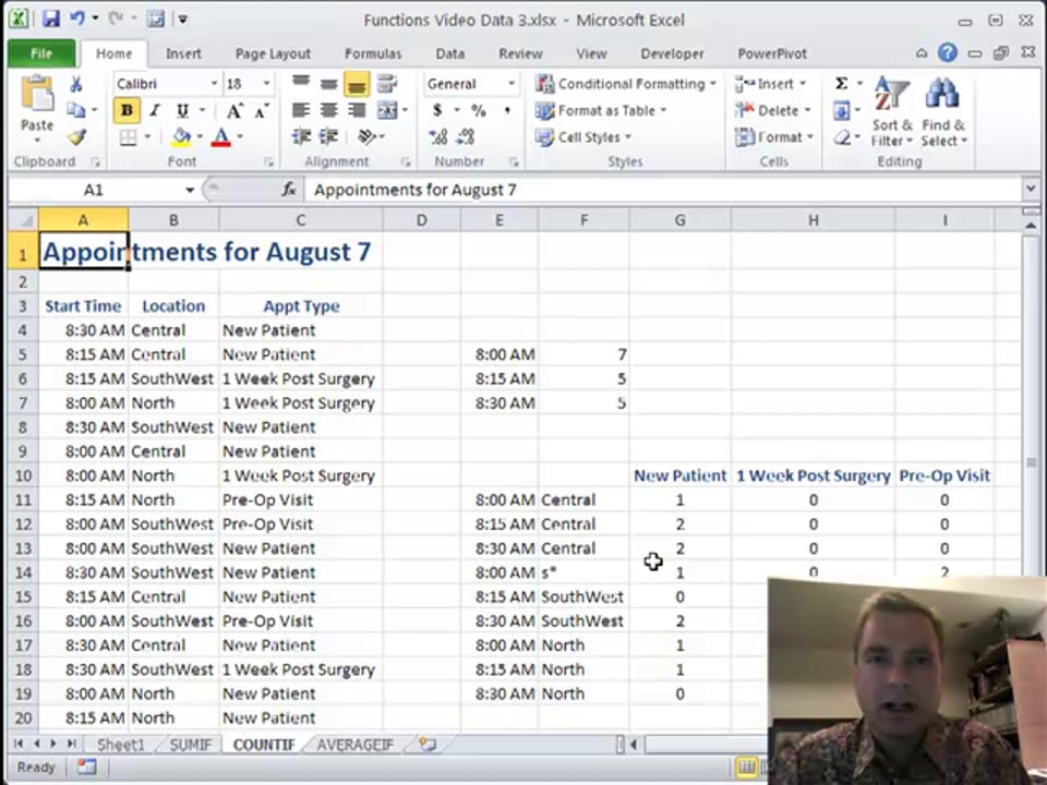 Excel Video 186 COUNTIF and COUNTIFS
