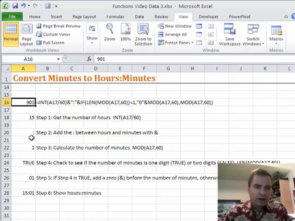 Excel Video 192 Convert Minutes to Hours:Minutes