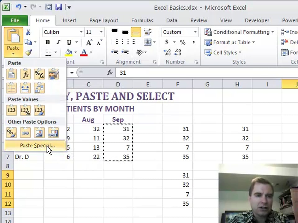 Excel Video 205 PASTE