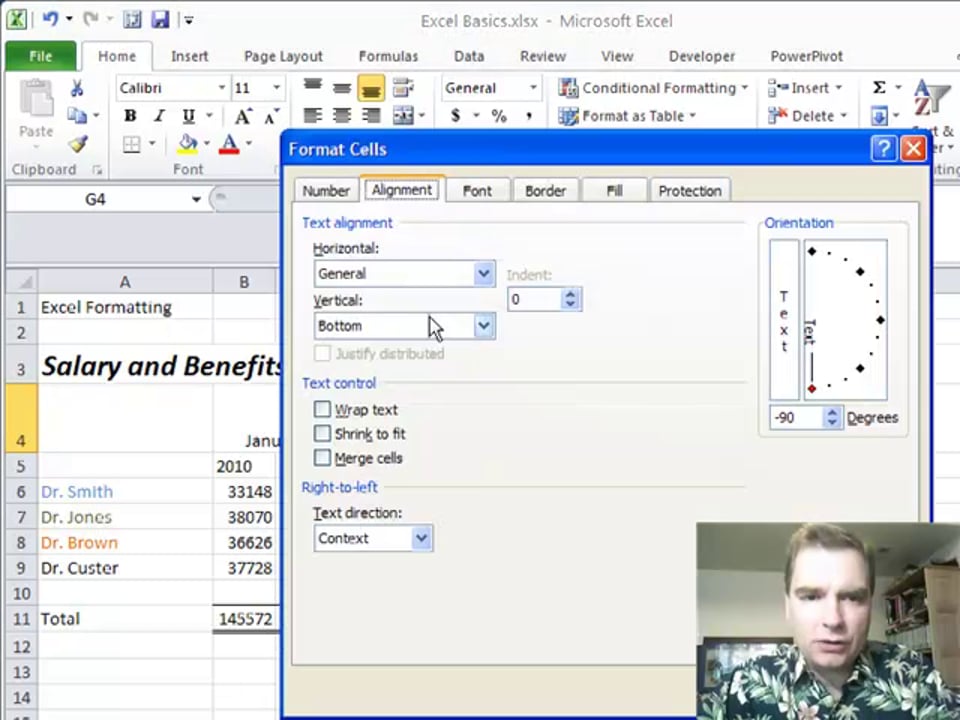 Excel Video 216 Orienting Cells