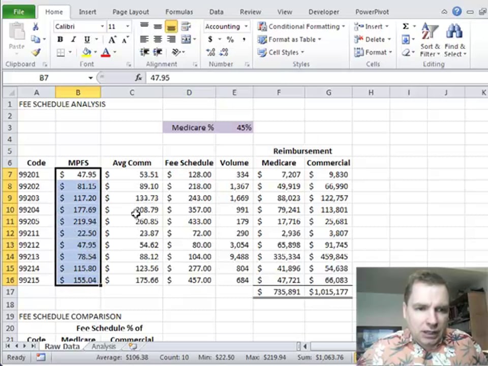 Excel Video 233 Fee Schedule Example Part 2