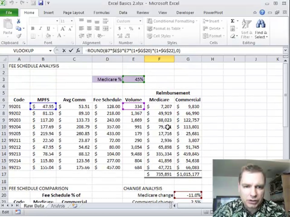 Excel Video 234 Fee Schedule Example Part 3