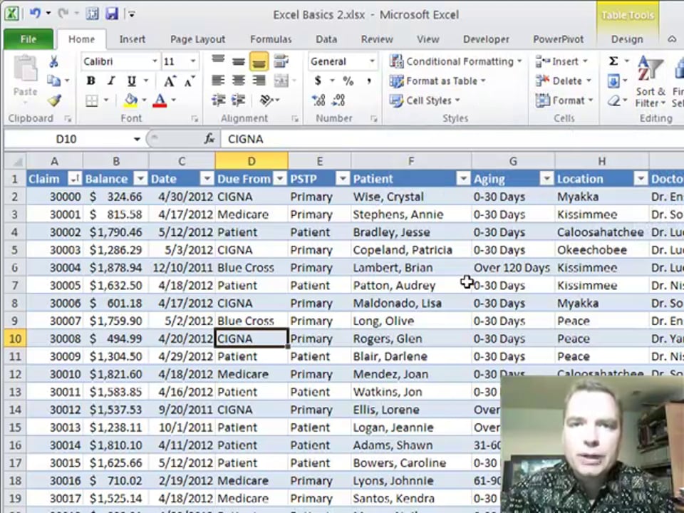 Excel Video 265 Using Tables to Filter