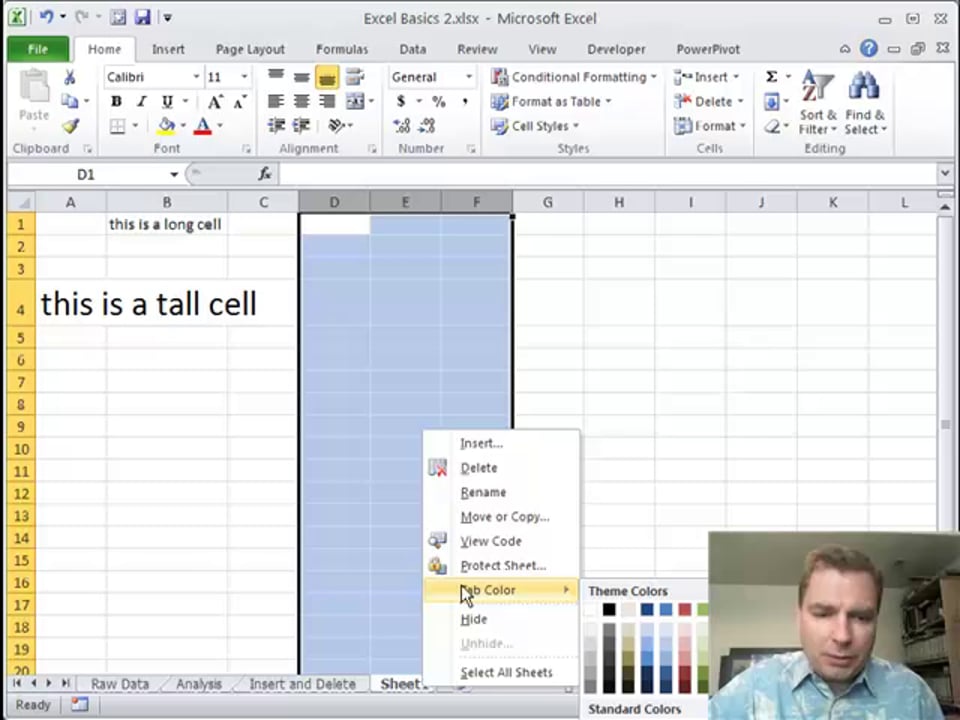 Excel Video 255 Format Menu