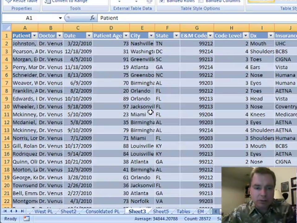 Excel 2007 Tables Moore Solutions Inc