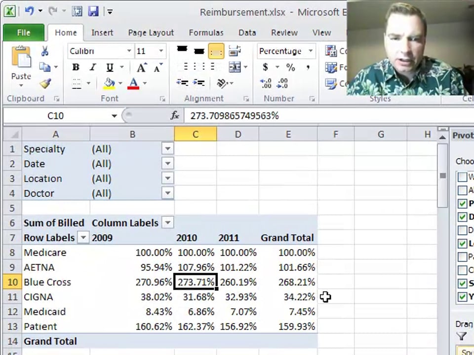 Excel Video 303 Percentage of a Baseline