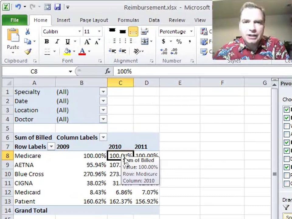 Excel Video 305 Percentage Difference from a Baseline