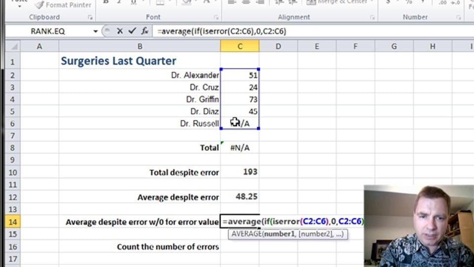 Excel Video 366 Using Arrays to Average and to Count Errors