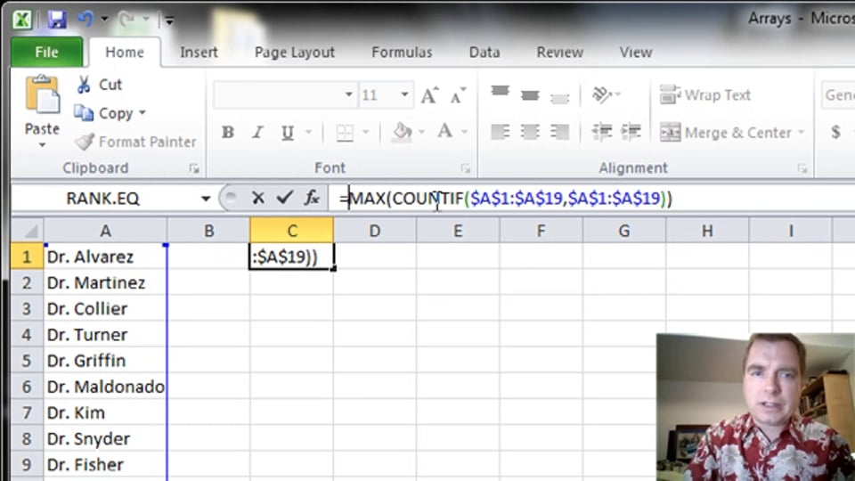 Excel Video 371 Using Arrays to See if a List is Unique