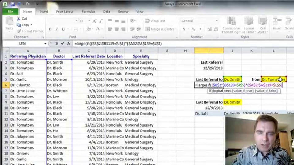 Excel Video 363 Using LARGE to Find the Last Referral