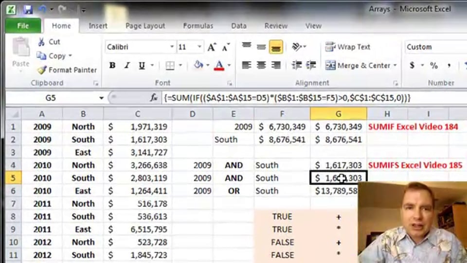 Excel Video 355 SUM and Multiple IFs in an Array