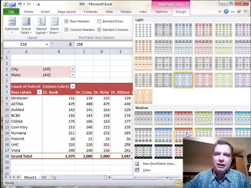 Excel Video 325 Pivot Table Style Options