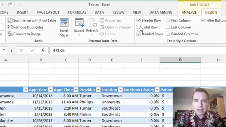 Excel Video 400 Table Styles