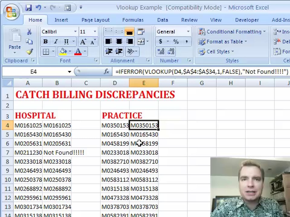 Excel Video 67 VLOOKUP in Two Tables