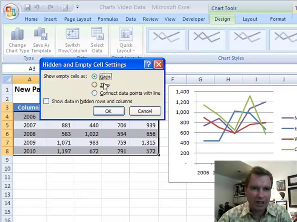 Excel Video 99 Charting Hidden and Empty Cells