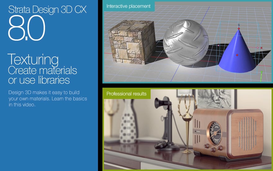 Strata Design 3D CX 8: Fundamentals: Texturing on Vimeo