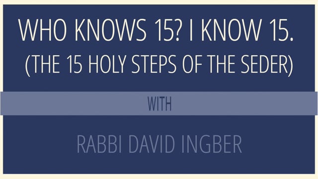 Who Knows 15? I Know 15. (The 15 Holy Steps of the Seder) with Rabbi David Ingber
