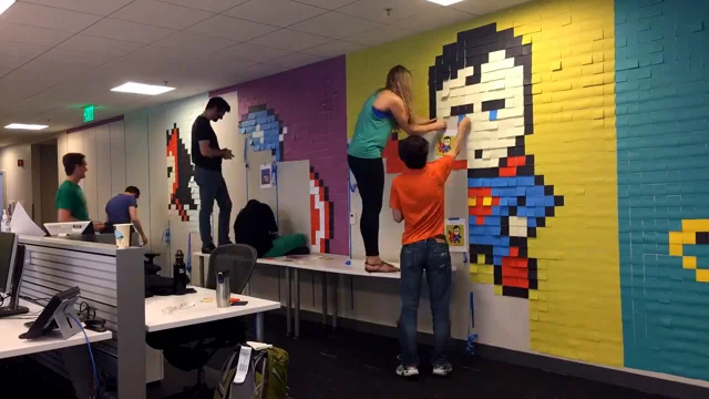 Employee Uses 8,024 Post-Its to Turn Drab Office Walls Into Giant Superhero  Murals