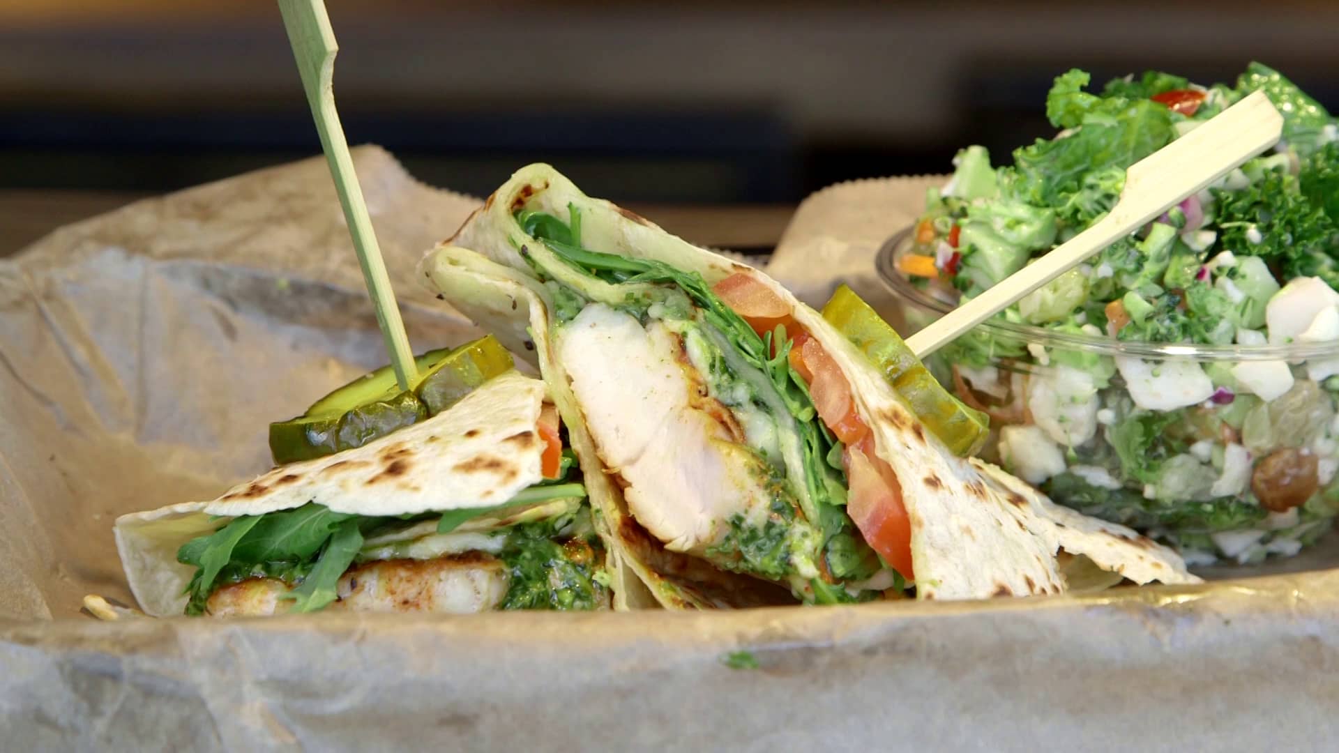 Piada Test Kitchen Chicken Basil Pesto Tasca on Vimeo