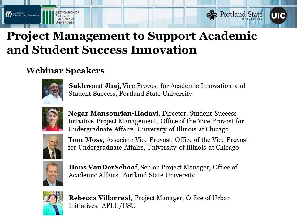 Project Management to Support Academic & Student Success Innovation on ...