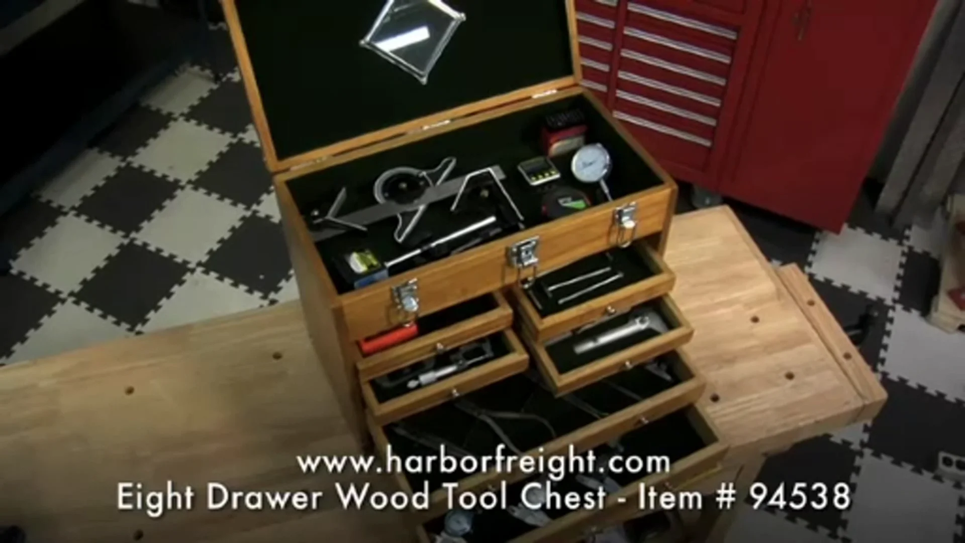 Eight Drawer Wood Tool Chest