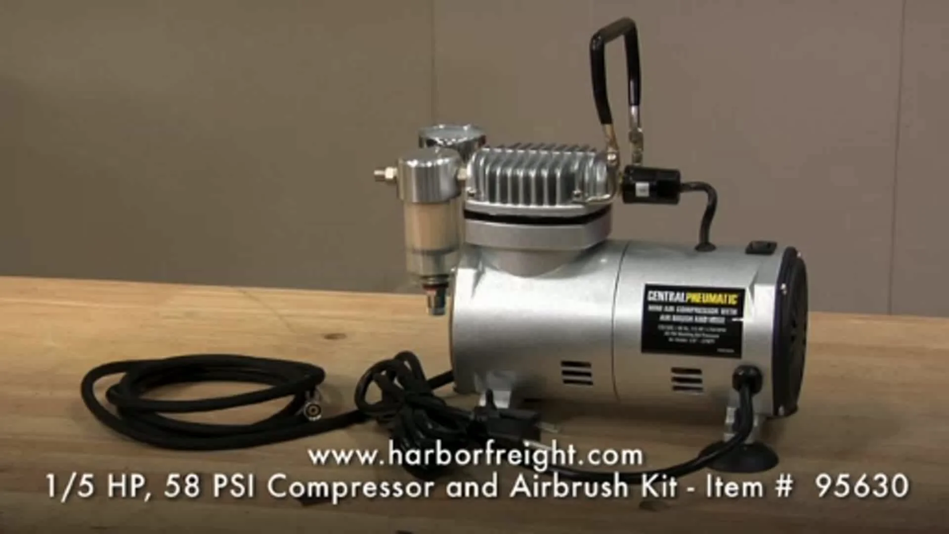 Kit compresor de aerógrafo sin aceite de 1/5 HP 58 PSI de TNM por Central  Pneumatic