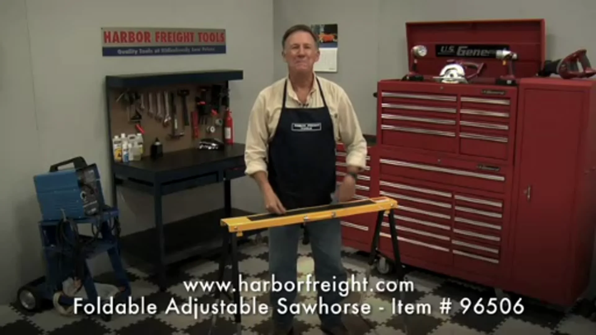 Central machinery deals foldable adjustable sawhorse