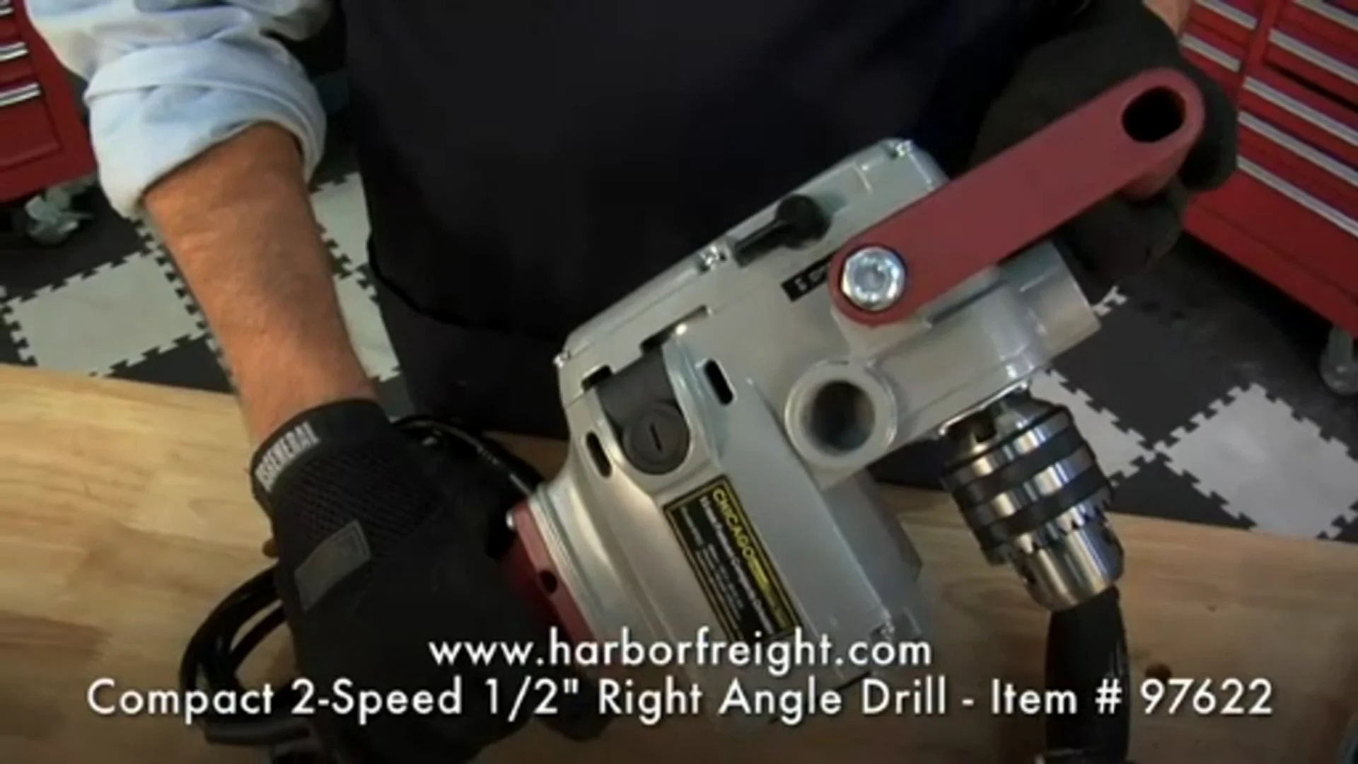 97622 - 1/2 Variable Speed Reversible Right Angle Drill on Vimeo