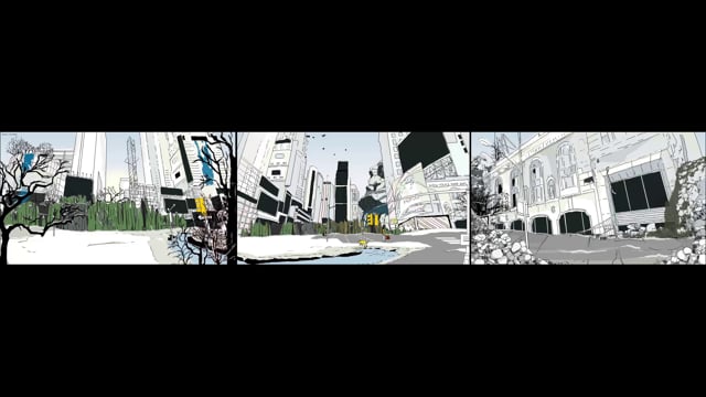 Marina Zurkow, "Mesocosm (Times Square, New York)", a 5.5 minute screen recording from a software-driven triptych