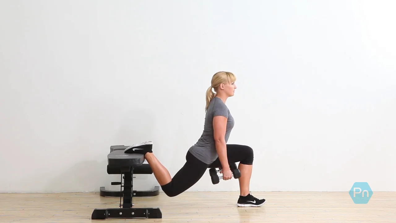 Dumbbell rear foot elevated split online squat