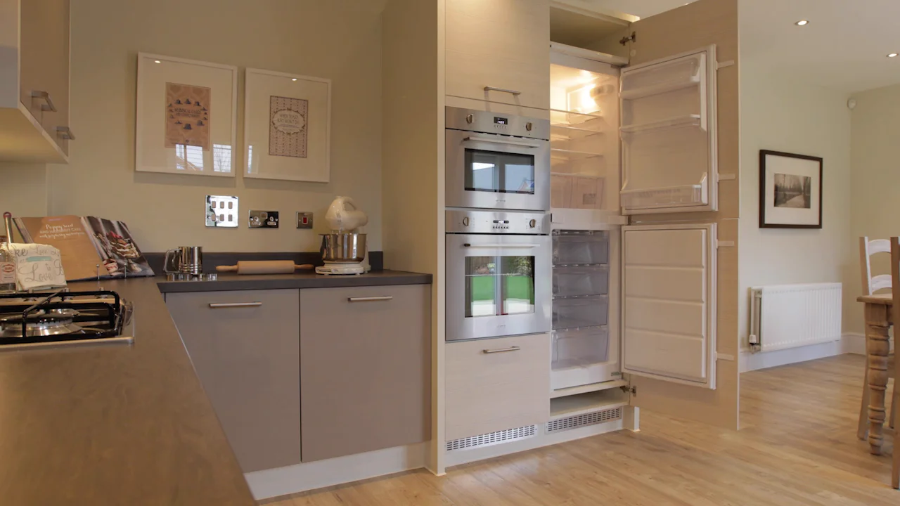 Kitchen with deals integrated fridge freezer