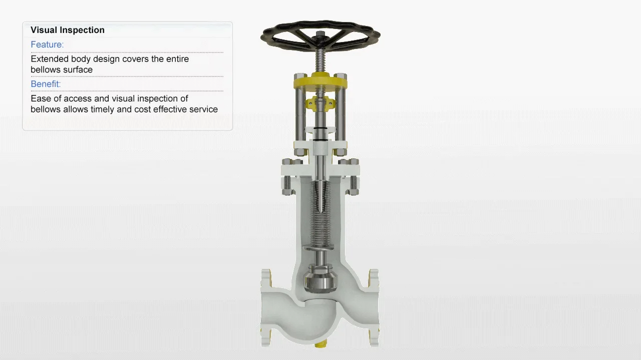WTA® Bellows Sealed Globe Valves - Visual Inspection Feature on Vimeo