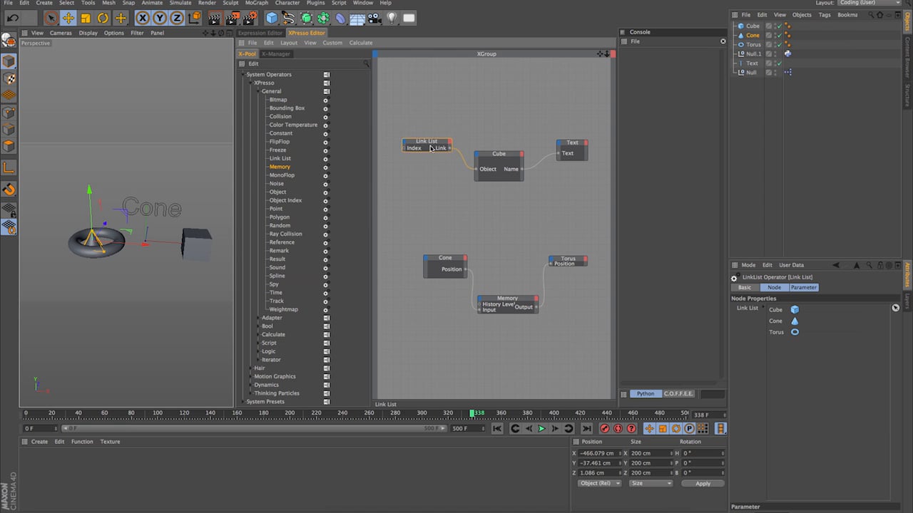 Cinema 4D Xpresso+Python Training // Memory/Link List Nodes On Vimeo