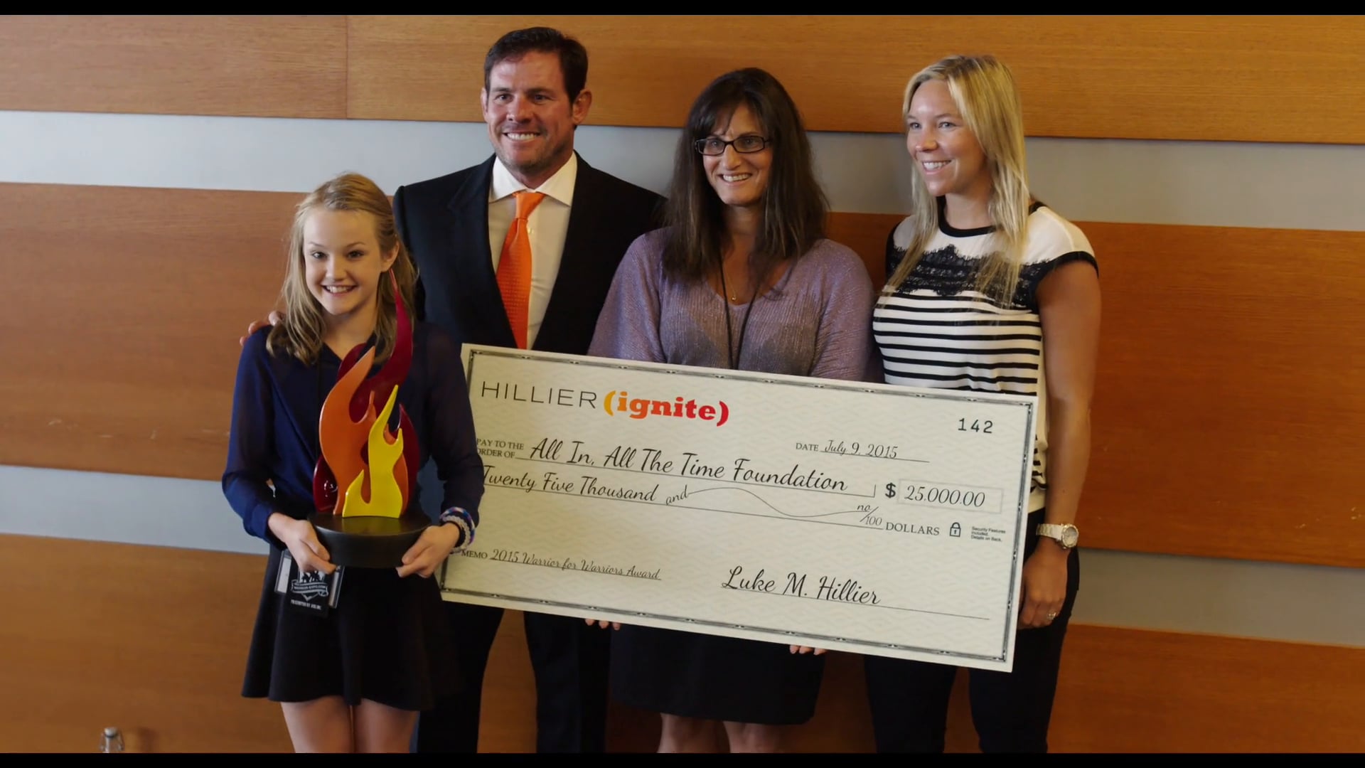 Luke Hillier presents the Hillier Ignite Award to The All In, All The
