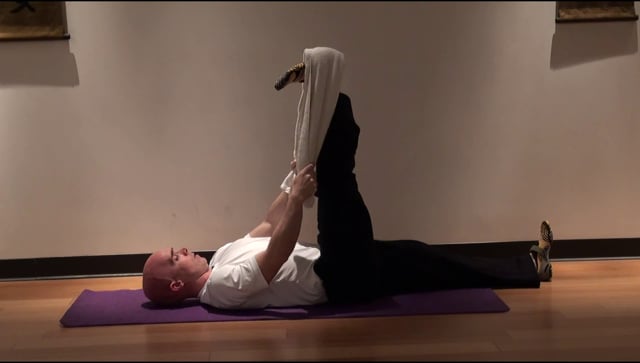 12. Supine Lower Hamstring Stretch with Towel or Strap