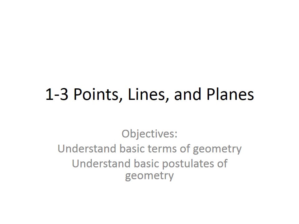 1-3 Points, Lines, And Planes Flipped Video On Vimeo